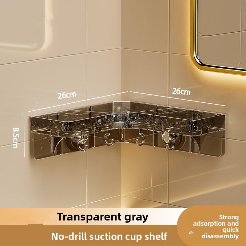 Powerful Suction Cup Wall-Mounted Bathroom Storage Rack - No Drilling Required