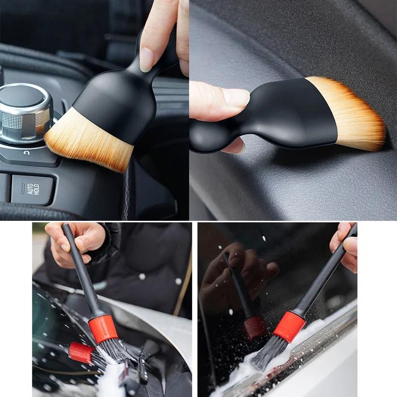 6Pcs Car Wash Care Detailing Brush Set,for cleaning wheels, dashboards, vents and more,Car Cleaning Brushes, Car Accessories