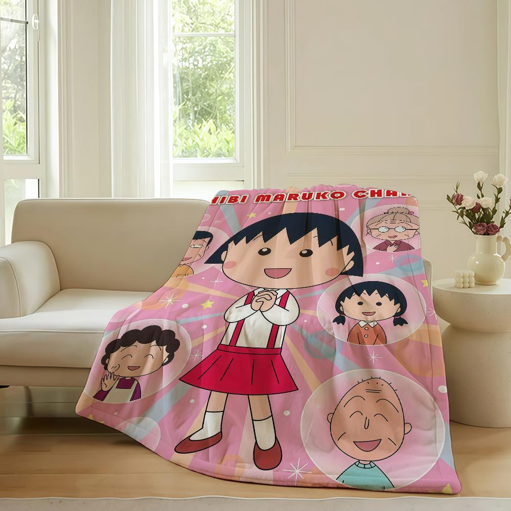 Anime Chibi maruko chan Blanket For Sofa Office Bed Plane Travel Sleep Read Relax Camping Soft And Warm