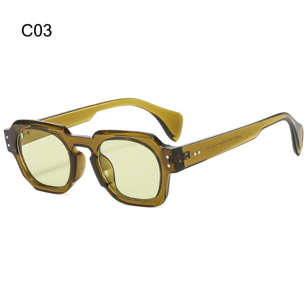 Trendy Punk Women's Square Sunglasses UV400 Protection Y2K Small Shades Rivets Sun Glasses for Beach/Travel/Streetwear