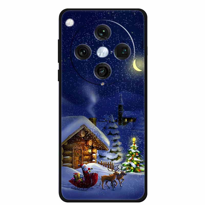 Christmas Cover For Oppo Find X8 Pro 5G 6.78"Black Silicone Cases TPU Santa Claus Christmas Tree Back Cover For Oppo Find X8 5G