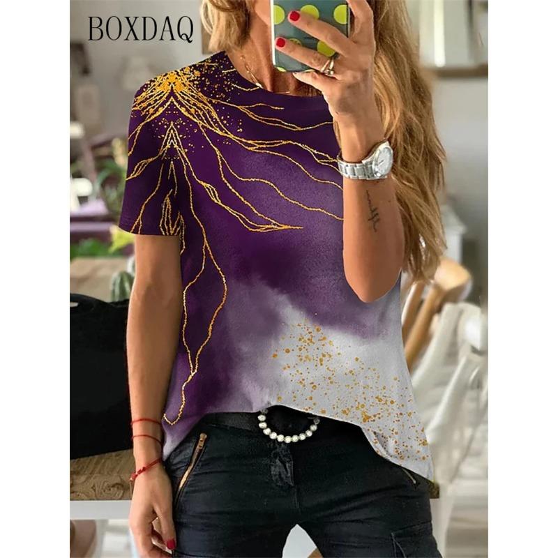 Fashion Women T-Shirts Gradient 3d Print Streetwear Ladies T Shirt Short Sleeve Tie-dye Trend Pullover Tee 6XL Plus Size Tops