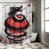 Red and Black Dragon Shower Curtain Waterproof Fabric with Anti-Bacterial Properties for Bathroom Decorations In White Gray Back