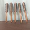 Square Handle Round Barrel Curling Comb for Hairdressing - Wooden Comb for Straight Hair, Salon & Home Use