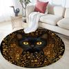 Golden Framed Black Cat Round Area Rug,Carpet Rug for Living Room Bedroom Sofa Playroom Decor,Non-slip Floor Mat