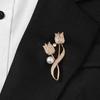 Broche Tulipe Perle Pompon Rétro Élégante pour Femmes – Accessoire Haut de Gamme pour Qipao et Veste
