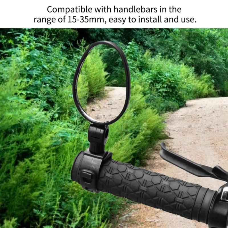 2pcs Adjustable Rotate Bicycle Auxiliary Rearview Mirror Handlebar Mount Wide-Angle Convex Cycling Rear View Mirrors Accessories
