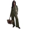 Women's Autumn Casual Two-Piece Set: Waist-Cinching Belted Cardigan & Long Pants