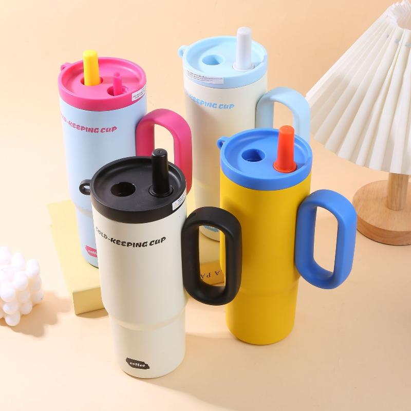 1Pcs 750Ml Large Capacity Coffee Cup Portable Water Cup With Straw 316 Stainless Steel Insulated Cup Cold & Retention