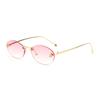 1pc Diamond Studded Letter F Frameless Oval Sunglasses Ins Street Pography Sunglasses Elegant and Fashionable