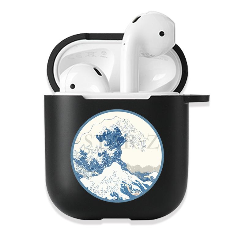 Soft Black Silicone Case for Apple Airpods Pro 3 2 1 The Great Wave of Kanagawa Bluetoooth Wireless Earphone Cases Airpod Cover