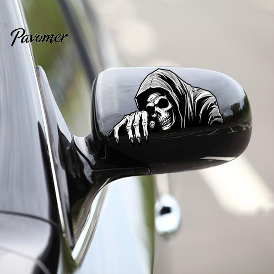 Universal Adhesive Decals Halloween Skeleton Car Sticker Peeking Decal for Window Bumper, Waterproof Vinyl Stickers Horror Skull Wall Laptop