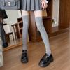 Women Solid Color Ribbed Cuffs Thigh High Stockings Japanese Preppy Students Stretchy Over The Knee Long Boot Socks