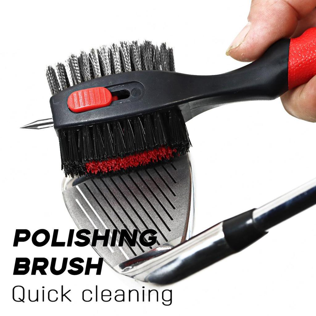 Extra Large Stainless Steel Golf Groove Cleaning Brush with Soft Rubber Handle