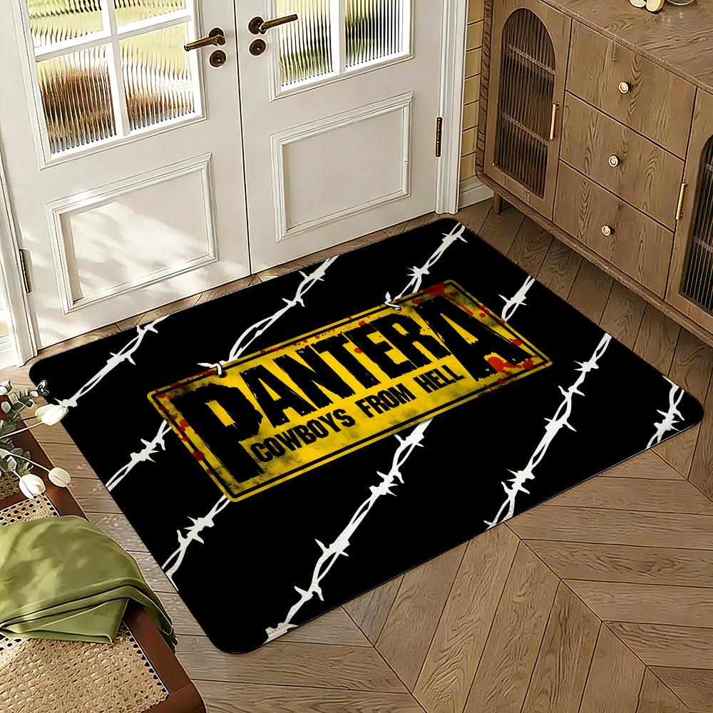 Pantera Band Style Rock Floor Mat Soft Thickened Absorbent Non-Slip Bedroom Living Room Door Mat Home Decor Flannel Rugs