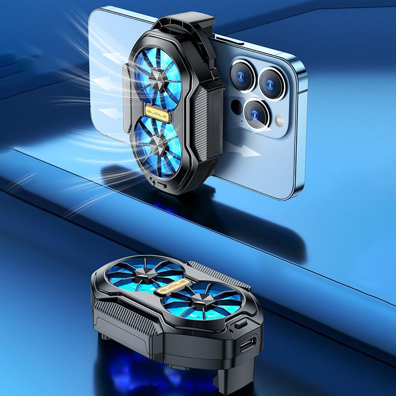 1Pc Game Cooling Backclip Fs01 Dual Fan Rechargeable Mobile Phone Cooler Long Lasting And Stronger Air Cooling