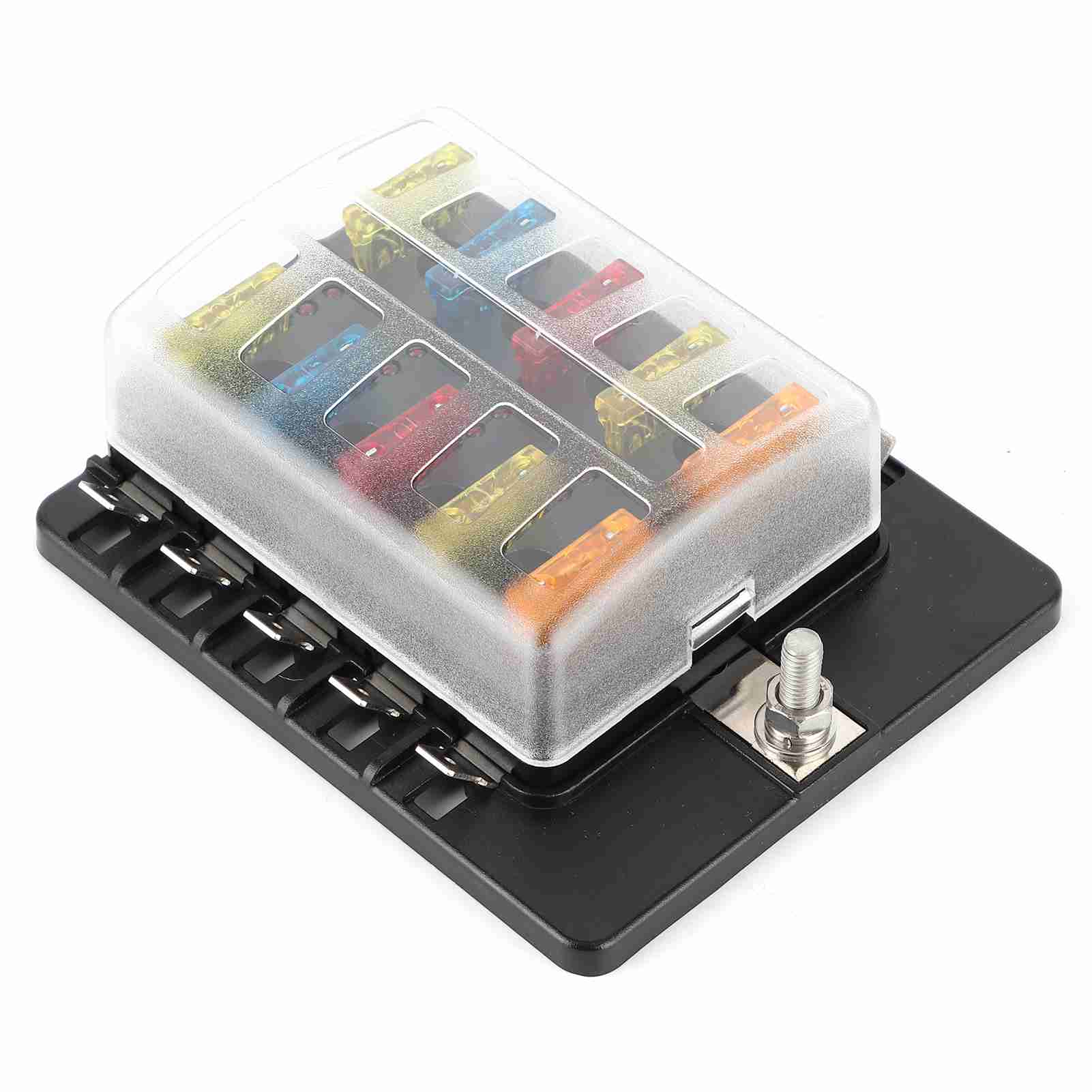 

10 Way Fuse Box Blade Fuse Block Holder with LED Indicator Light for Automotive Car Boat Yacht