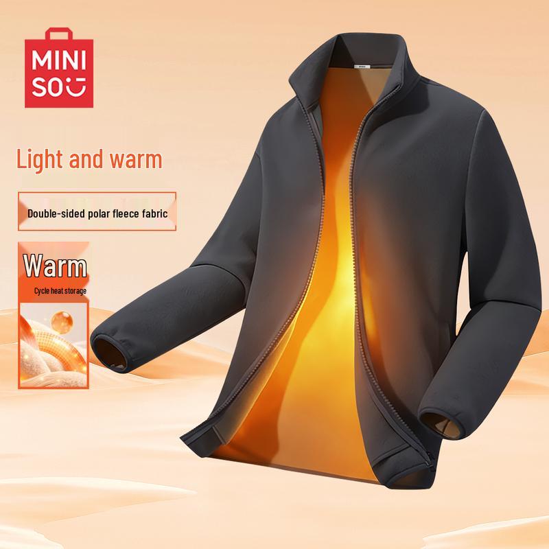 MINISO Men s Thickened Fleece Stand Collar Winter Jacket L