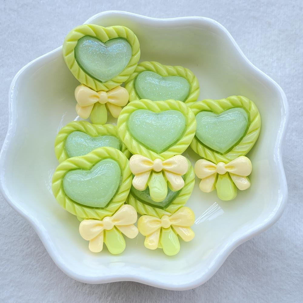 10Pcs New Cute Bow Shaped Heart-shaped Lollipop Flat Back Resin Cabochons Scrapbooking DIY Jewelry Craft Decoration Access