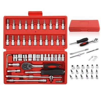 46Pcs Set de scule de reparare auto Set cheie dinamometrică cu clichet, cheie mecanică, 4 buc.