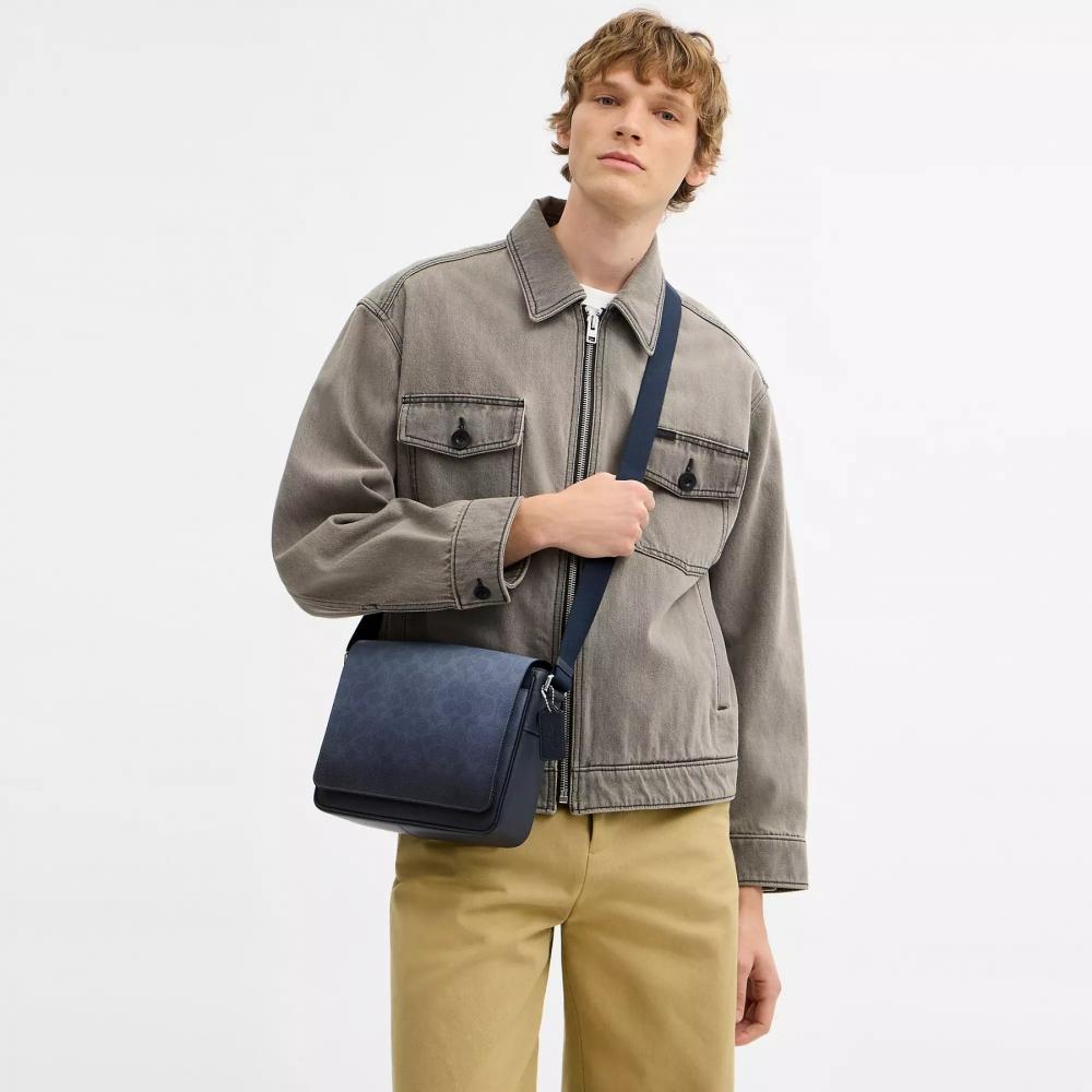 Coach Jack Messenger Bag In Ombre Signature Canvas Silver Blue