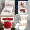 Floral Toilet Sticker Waterproof Bathroom Wall Sticker Toilet Lid Sticker Self-Adhesive Removable Decals Home Decor