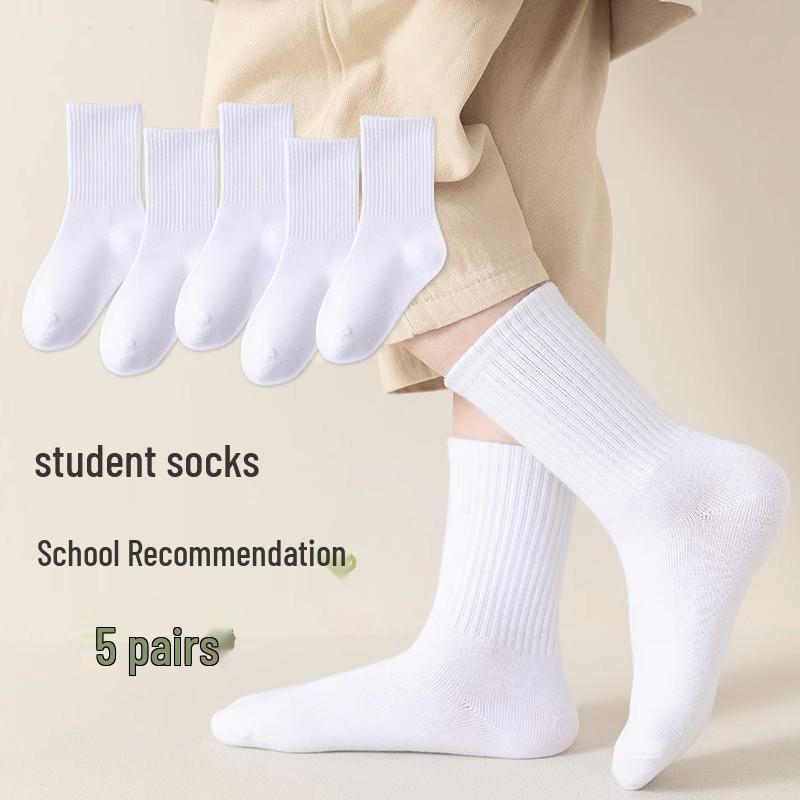 

Kids Mid-Calf Cotton Socks – Black or White, Spring/Fall Collection, Boys & Girls Sports Style S / Shoe size 24 / ~1-2 years