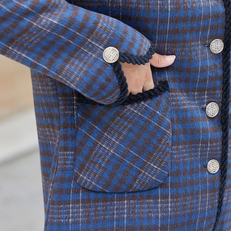 Women's 50+ Plaid Plus Velvet Warm Coat - Lightweight Autumn/Winter Cotton Jacket