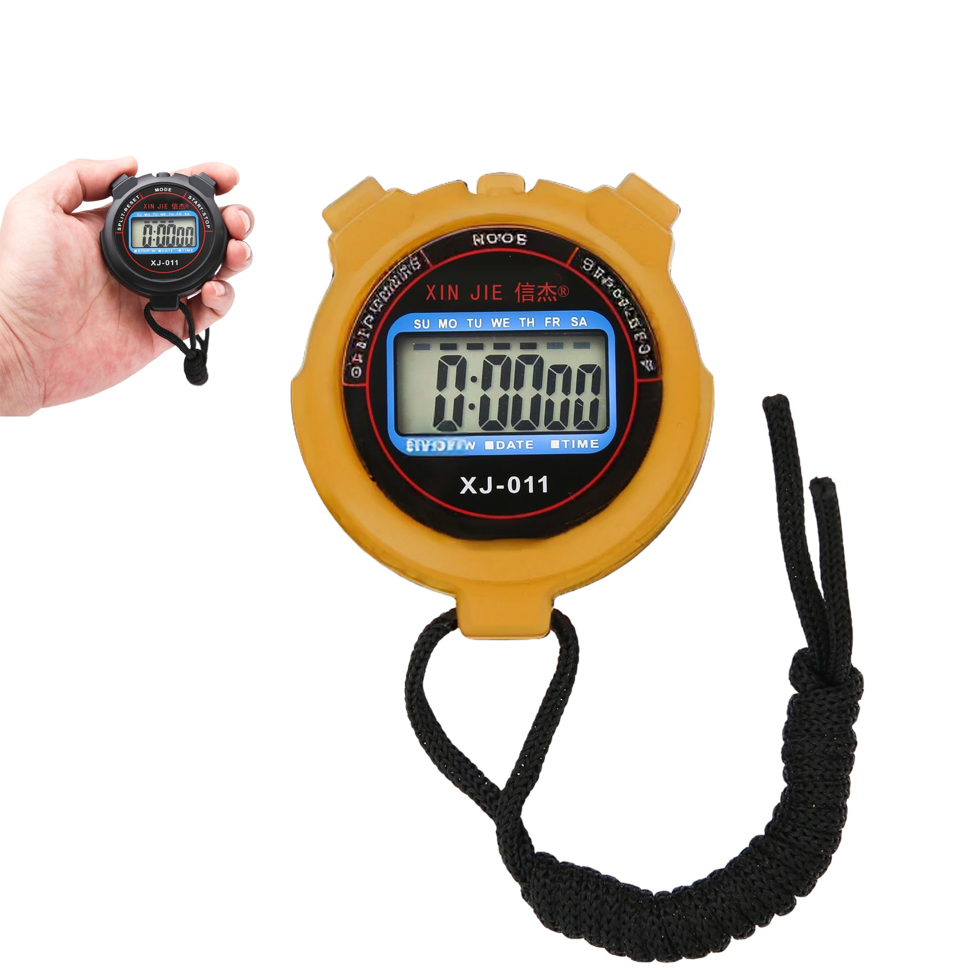 DEVENTORZ Stopwatch Waterproof Timer Timer Suitable for and Training High-Precision Referees, Competitions, Studying, (Yellow)