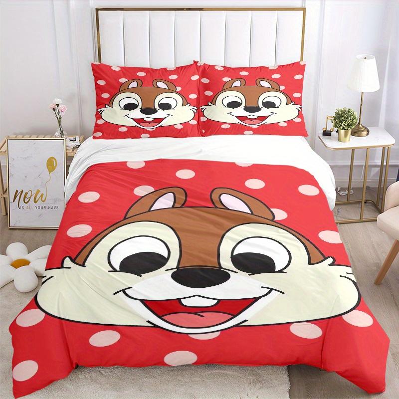 3pcs Chip 'n Dale Theme Bedding Set Includes 1 Quilt Cover and 2 Pillowcases, Comfortable Bedding with Stylish Design for Bedroom.S025