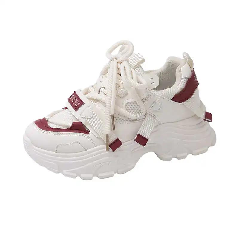 Fashion Autumn Ecoleather Ladies Heels Shoes Dress Women's Platform Heel Shoes Woman Sneakers Sport Pretty New Season Fat Trnis