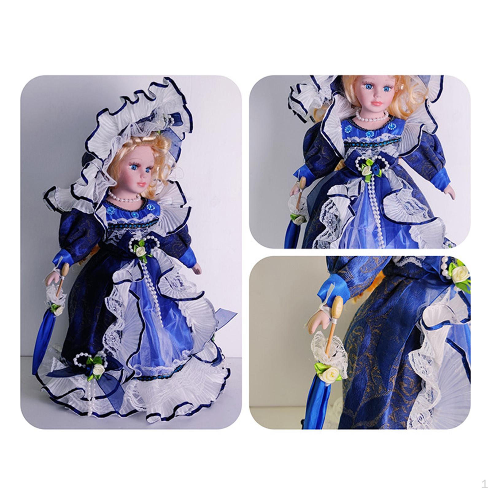 

Фарфоровая кукла, 30 см, красивая, ручная работа, коллекционная, женская керамика для стола, дома, спальни синий