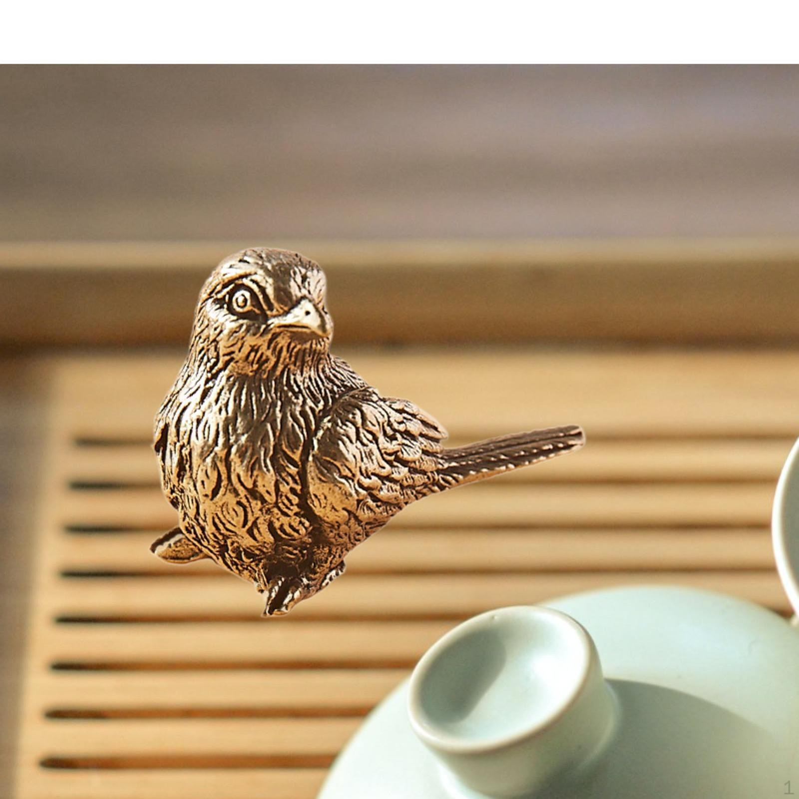 Brass Sparrow Ornament Figurine for Shelves Decor Gifts Photo Props Collections Tea Pet