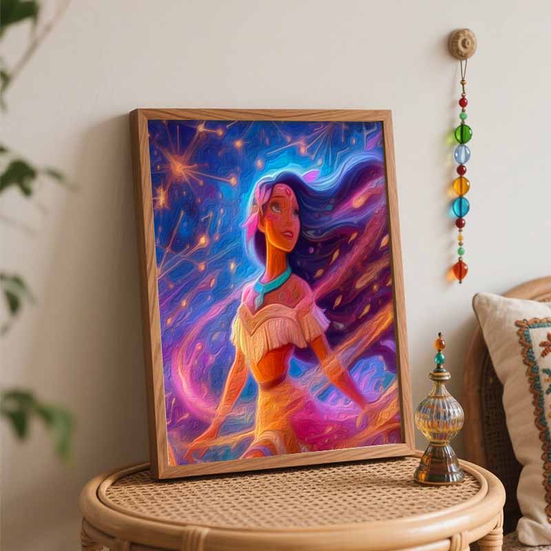 Disney Oil Painting Art Painting Kit, Pocahontas Galaxy Dream, Handmade Diy Art Painting Home Wall Decoration, Stunning Vivid Canvas Art