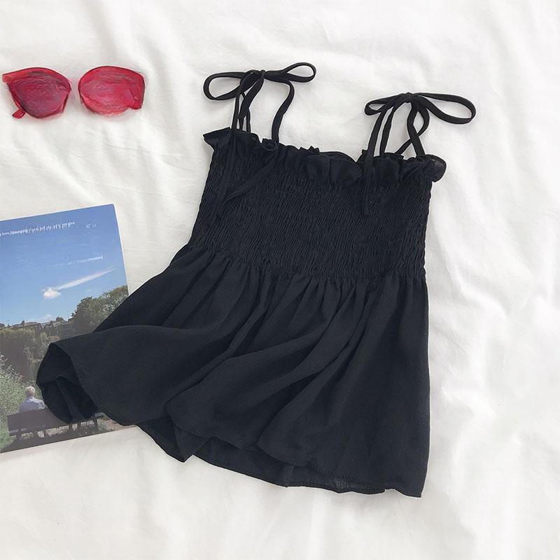 Sexy Tank Top Bow Halter Crop Tops Women Summer Folds Camis Backless Camisole Casual Bandage Tee Female Sleeveless Cropped Vest