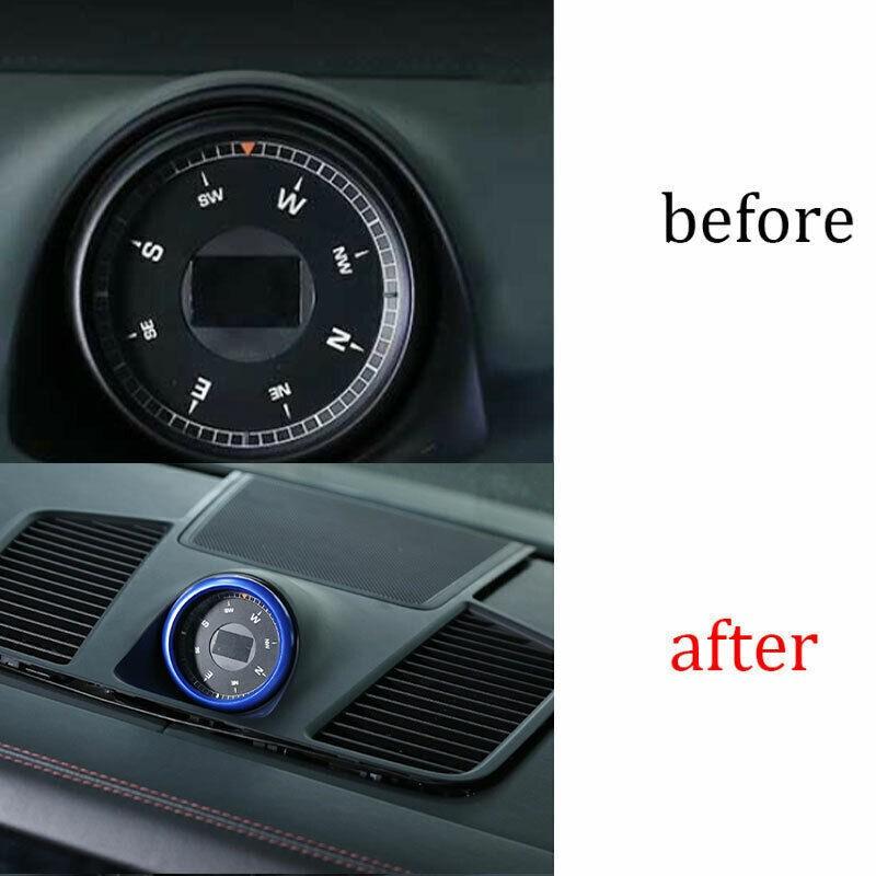 For Porsche Panamera 2010-2016 ABS Blue Center Console Clock Ring Cover Trim 1pc