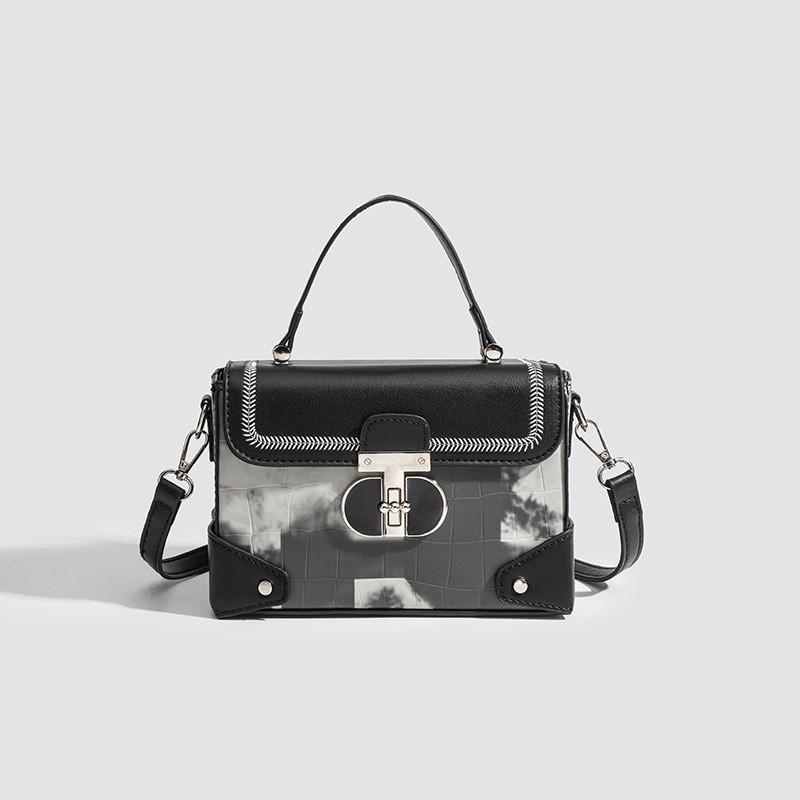 Ielgy Simple Crocodile Pattern Box Bag All-Match Casual Portable One-Shoulder Messenger Small Square Bag