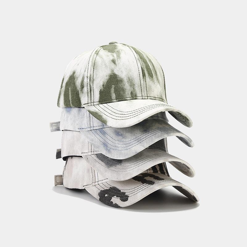European and American new four-season tie-dye baseball caps for men and women, street color peaked caps, sunscreen visors, sub-tide