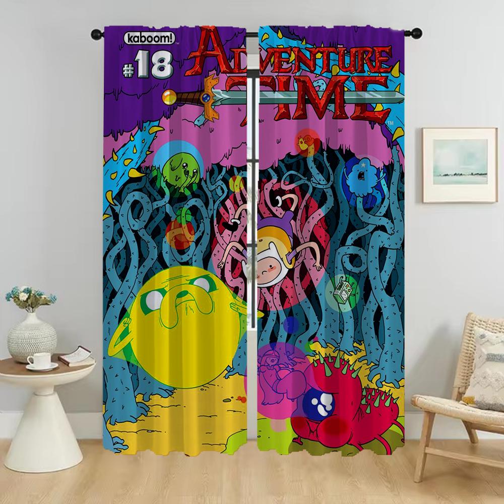 Adventures Time Anti-mosquito Curtains for Camera Modern Living Room Curtains 2 Pieces Shades Tulle for Bedroom Partition Child