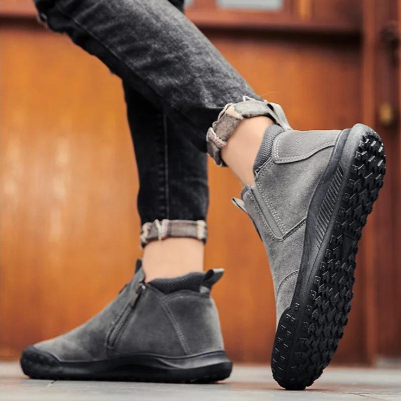 Men's Shoes Fashion Suede Casual Shoes Classics Men's  Ankle Boots Casual Sneakers Side Zipper Mens Boots Anti Slip Oxford Shoes