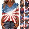 Women's Tops Three-quarter Sleeve Shirt V-neck Loose Casual Shirt Print T-shirt