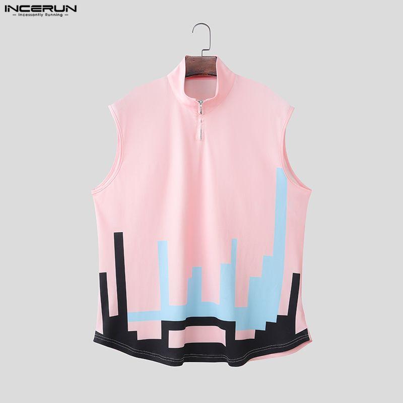 INCERUN Summer Oversized Men Sleeveless Print Casual Loose Tank Tops Vest