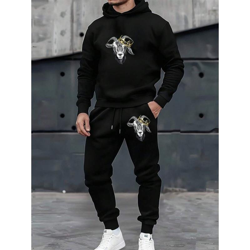 Autumn and winter street fashion casual 1-piece set European and American fashion 1D printing hooded sweater and sweatpants men