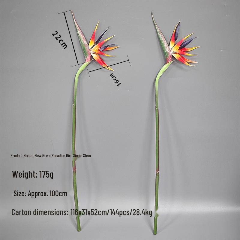 Phoenix Bird of Paradise 5-Head Green Plant Simulation - Large Decorative Branch for Home