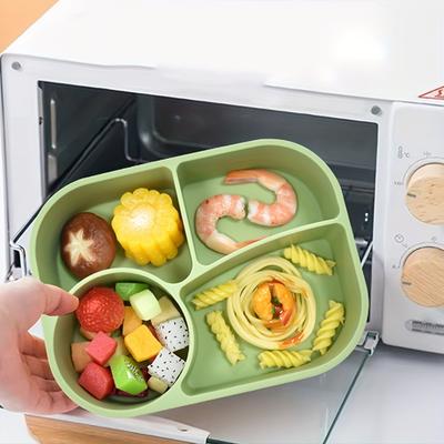 Rectangular Silicone 4 Grid Lunch Box Leak Proof With Compartments Food Box Microwavable Heat Resistant Picnic Box School