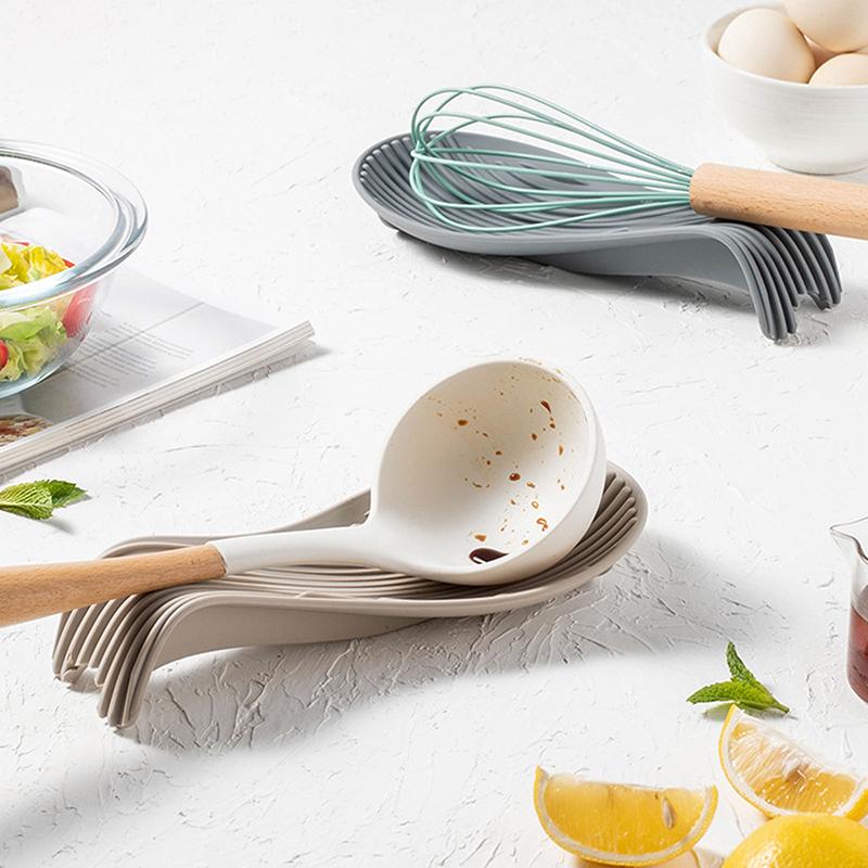 1 Pièce Support de Cuillère en Silicone Repose-Cuillère de Cuisine Ustensile Résistant à la Chaleur Étagères de Rangement Outils de Cuisine Accessoires de Cuisine