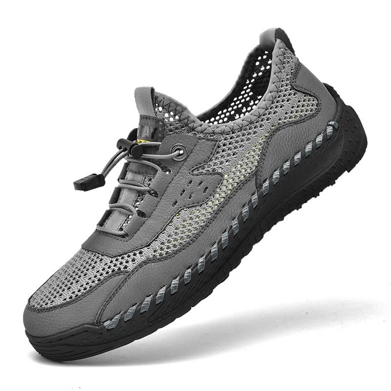 2022 Men's Summer Casual Leather Mesh Shoes – Fashionable & Breathable Handmade Design