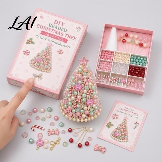 Zero-based Beading Material Kit DIY Christmas Tree for Adults Beginners Handmade 3D Ornament with Full Miniature Forest Desktop Display Tools