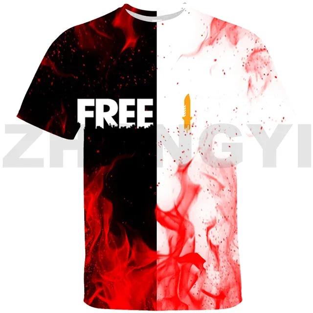 

Round Neck 3D Free Fire Game Themed Print Fashionable Short Sleeved Men s T-shirts - Soft Medium Stretch Polyester Fabric Summer Relaxed Fit Clothing XS