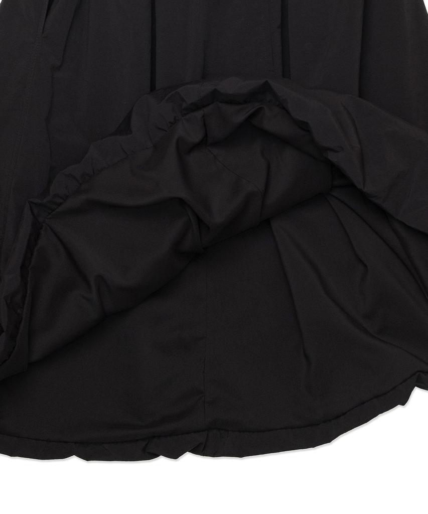 Cotton Bell Shirred Balloon Skirt - Black